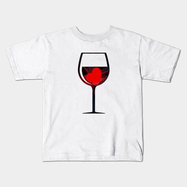 Gorgeous Wine Glass Heart Kids T-Shirt by Celestial Mystery